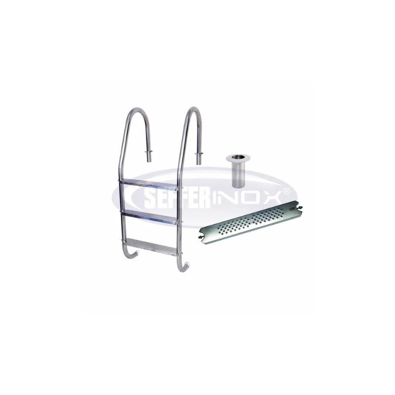 Escada Inox 3 Degraus ABS